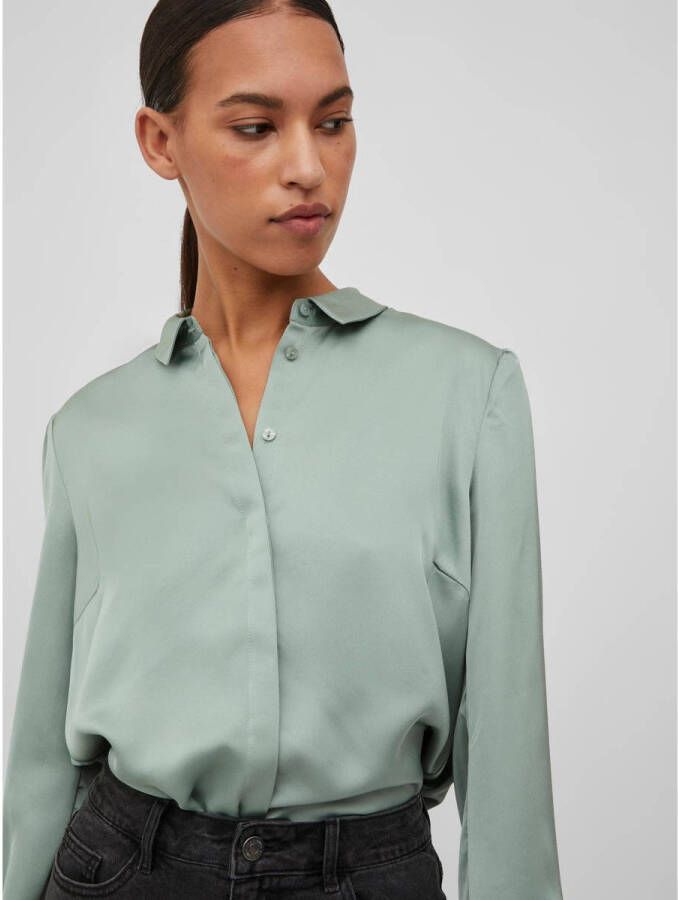 VILA blouse VIELLETTE van gerecycled polyester mintgroen