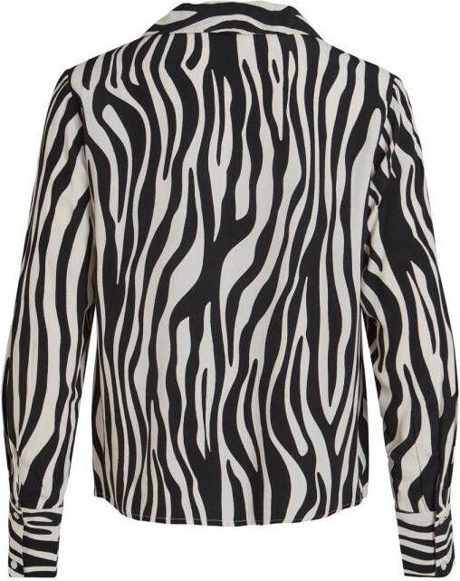 VILA blouse VIFINI met zebraprint zwart wit