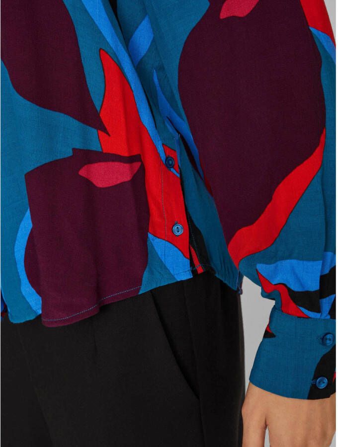 VILA blouse VIKIKKI met all over print turquoise paars zwart - Foto 3