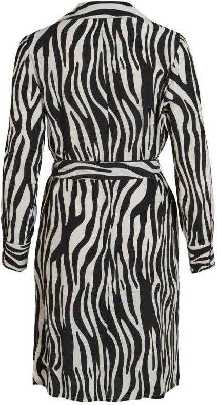 VILA blousejurk VIFINI met zebraprint en ceintuur zwart wit - Foto 2