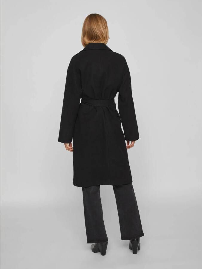 VILA coat VIPOKO met ceintuur zwart