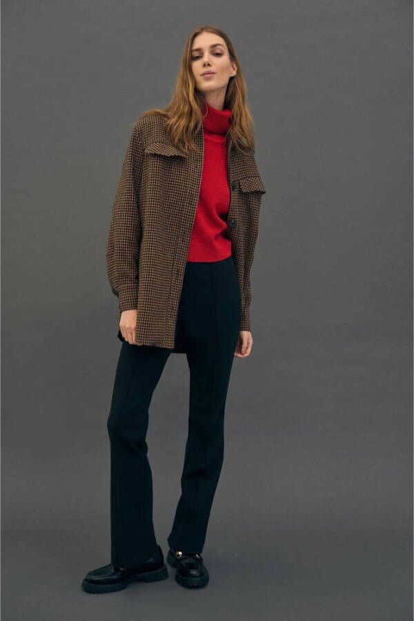 VILA flared broek VISIMINE met krijtstreep zwart