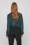 VILA geweven blouse VICHIKKA met kant donkergroen - Thumbnail 3