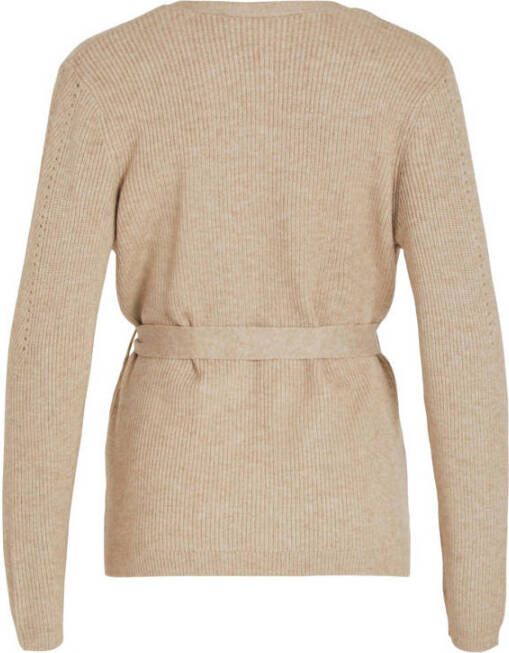 VILA ribgebreid vest VIRIL zand