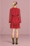 VILA semi-transparante jurk VIKATRINE met all over print en volant rood - Thumbnail 3
