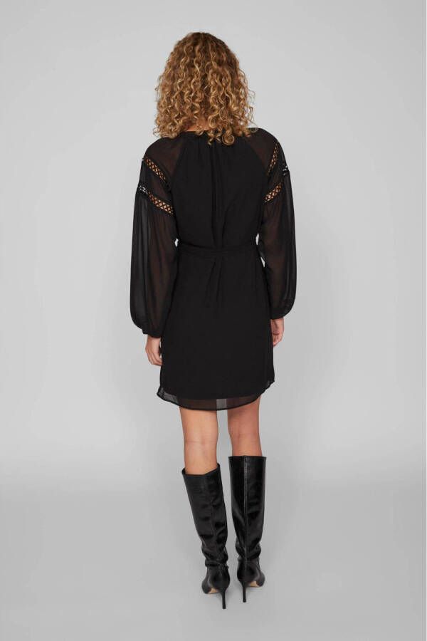 VILA semi-transparante jurk VIURA met plooien zwart