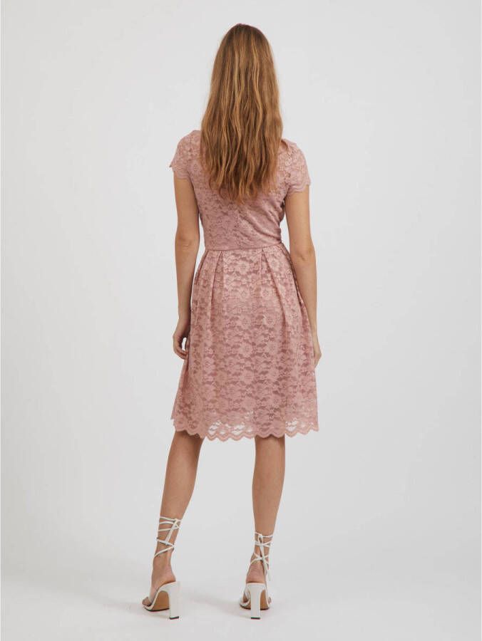 VILA semi-transparante kanten jurk VIKALILA met kant oudroze