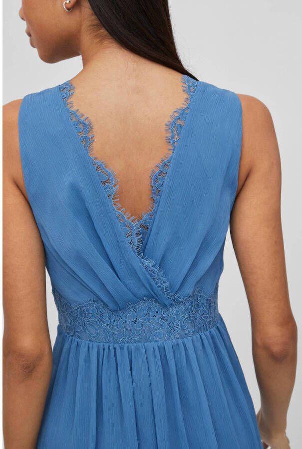 VILA semi-transparante maxi jurk VIRILLA van gerecycled polyester blauw
