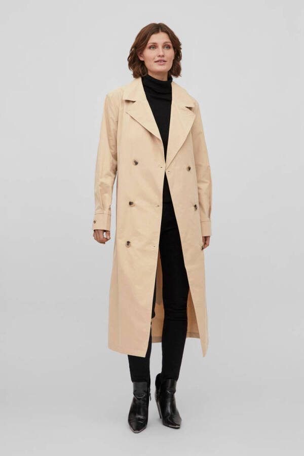 VILA trenchcoat zomer VIMERSIN met plooien zand