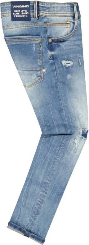 Vingino skinny jeans Anzio met slijtage cruziale blue