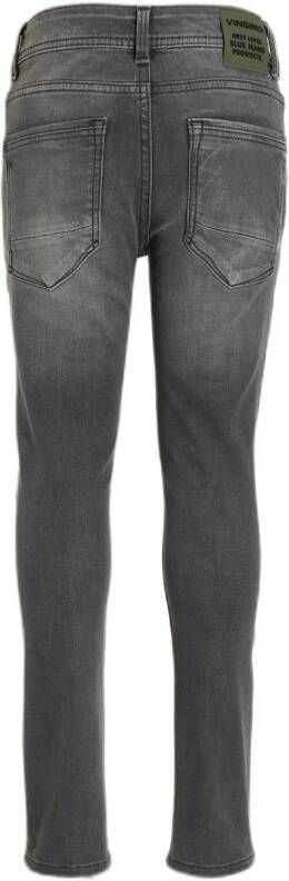 Vingino skinny jeans Anzio met slijtage dark grey vintage