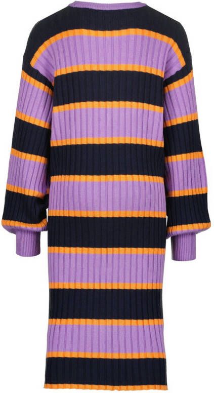 Vingino gestreepte jurk Pien donkerblauw lila oranje