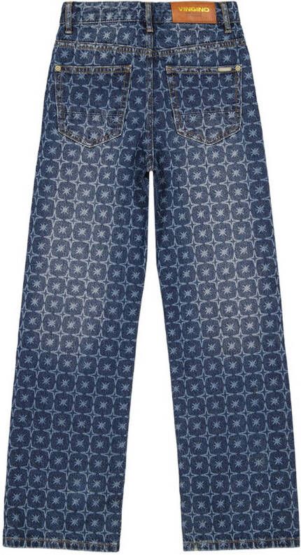 VINGINO high waist loose fit jeans Cato Laser met all over print dark used Blauw Meisjes Denim 104 - Foto 2
