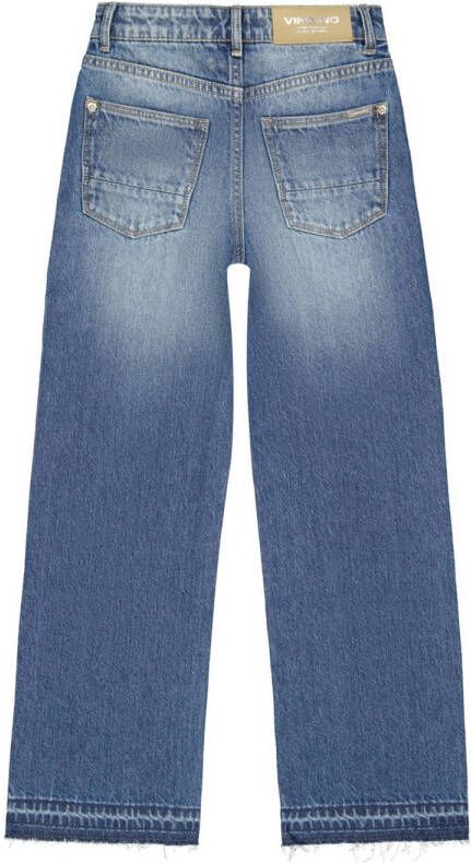 Vingino loose fit jeans Cato met slijtage blue vintage