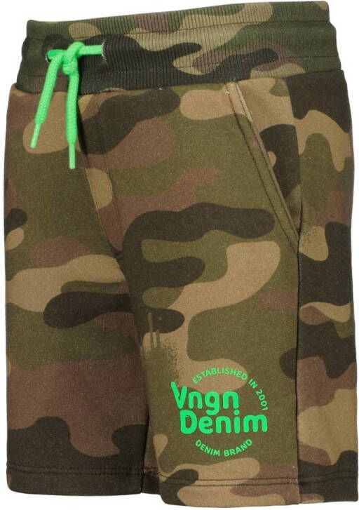Vingino regular fit sweatshort Rafie met camouflageprint donkergroen groen