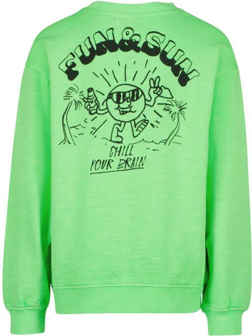 Vingino sweater MURF met backprint neon groen
