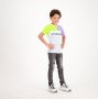 VINGINO T-shirt met logo wit lichtblauw limegroen Jongens Katoen Ronde hals 110 - Thumbnail 3