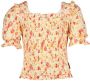 VINGINO x Senna Bellod gebloemd T-shirt geel oranje Meisjes Viscose Vierkante hals 116 - Thumbnail 4