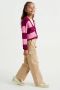 WE Fashion gestreept vest roze wijnrood Meisjes Polyamide V-hals Streep 110 116 - Thumbnail 2