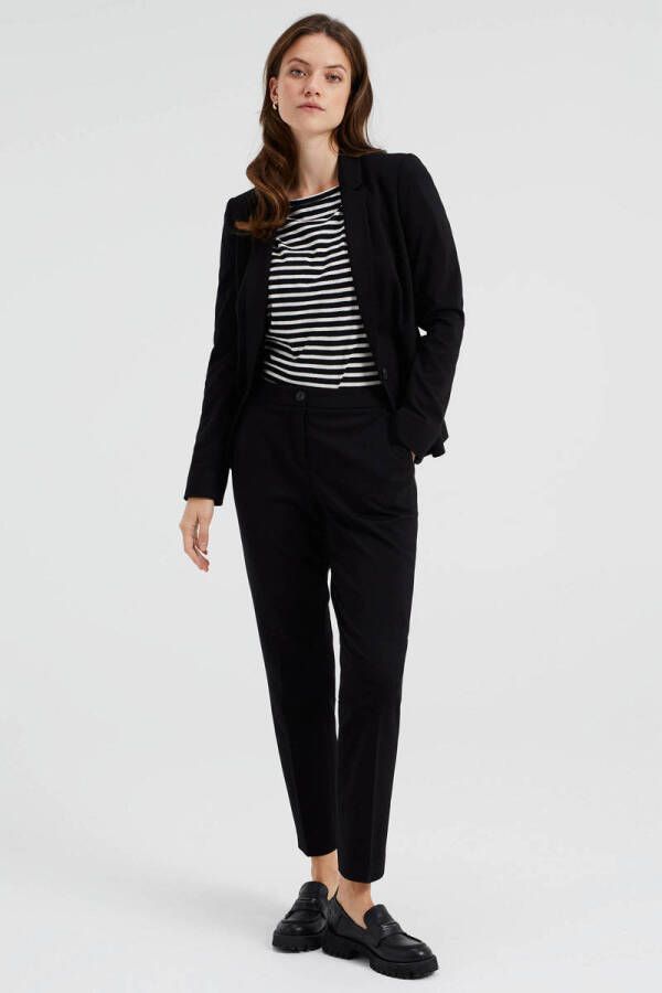 WE Fashion jersey getailleerde blazer Liz zwart
