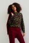WE Fashion blousetop met all over print bordeaux groen oranje - Thumbnail 2