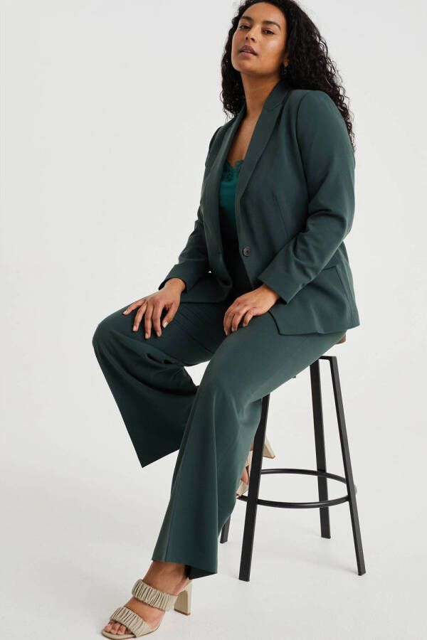 WE Fashion Curve aansluitende blazer donkergroen - Foto 2