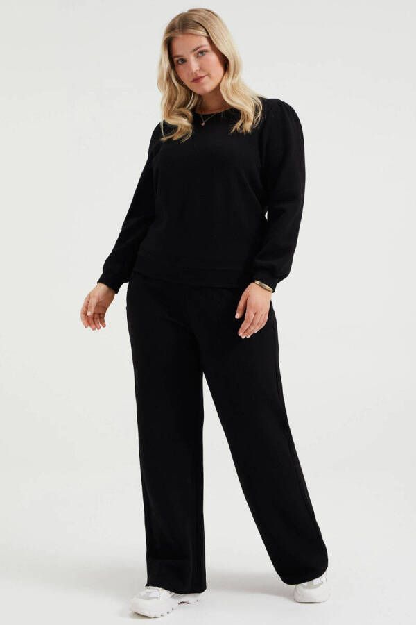 WE Fashion Curve sweater met plooien zwart - Foto 3