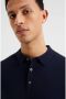 WE Fashion WE Fundamentals fijngebreide regular fit polo donkerblauw - Thumbnail 2