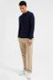 WE Fashion WE Fundamentals fijngebreide regular fit polo donkerblauw - Thumbnail 3