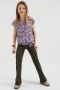 WE Fashion flared broek van gerecycled polyester donkergroen Effen 140 - Thumbnail 4
