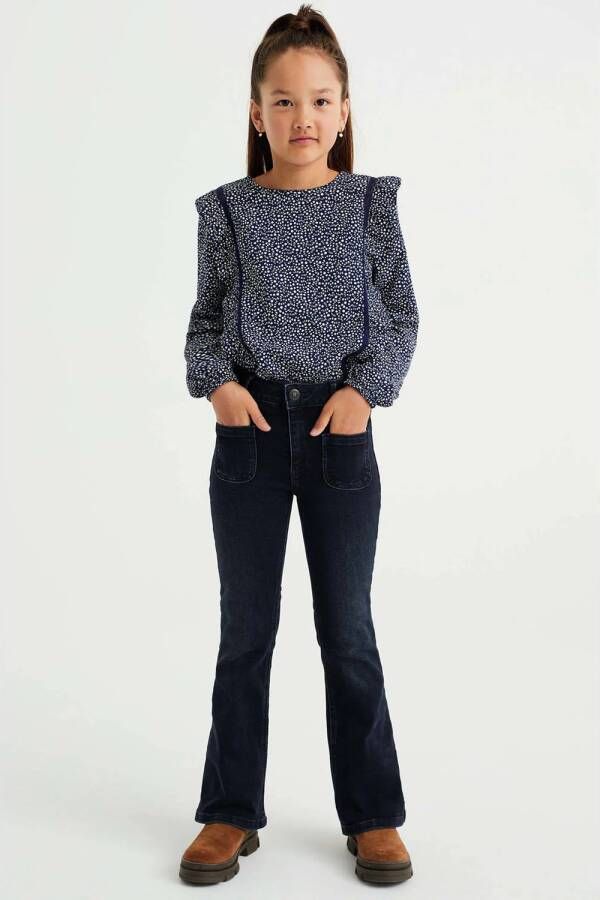 WE Fashion Blue Ridge flared jeans blue black Broek Blauw Meisjes Stretchdenim 116 - Foto 2