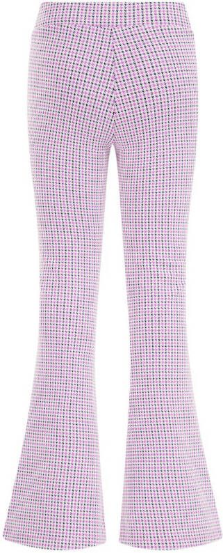 WE Fashion geruite flared broek van gerecycled polyester lila