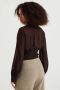 WE Fashion geweven blousetop met plooien donkerbruin - Thumbnail 2