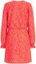 WE Fashion jurk met zebraprint koraalrood Meisjes Polyester V-hals Zebraprint 110 116 - Thumbnail 2