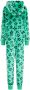 WE Fashion onesie groen blauw Meisjes Fleece Capuchon Bloemen 110 116 - Thumbnail 2
