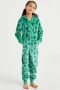 WE Fashion onesie groen blauw Meisjes Fleece Capuchon Bloemen 110 116 - Thumbnail 3