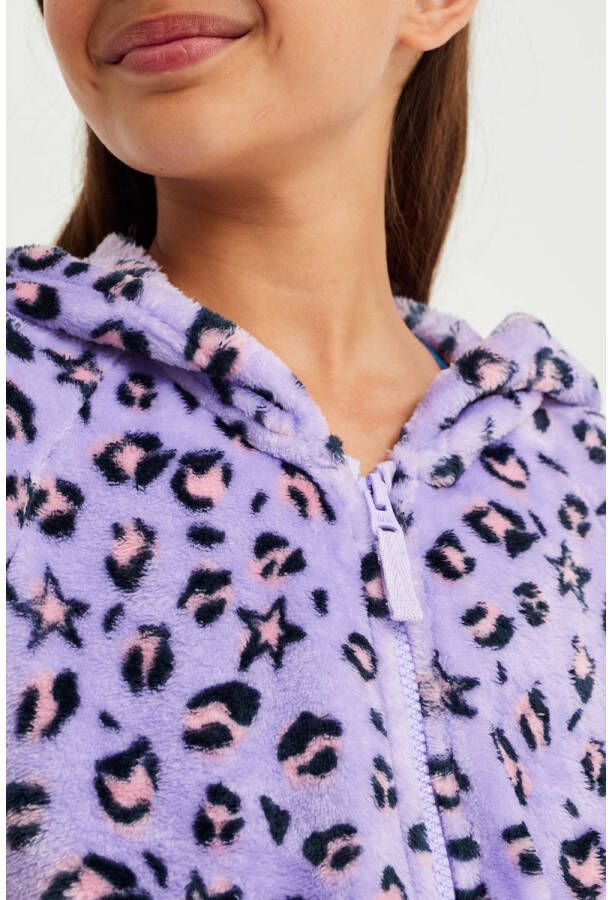 WE Fashion fleece onesie lila Paars Bloemen 92 | Onesie van - Foto 3