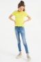 WE Fashion ribgebreid T-shirt met borduursels geel Meisjes Katoen Ronde hals 122 128 - Thumbnail 3