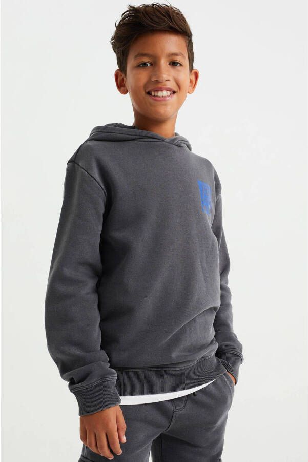 WE Fashion Salty Dog hoodie met printopdruk donkergrijs Sweater Printopdruk 122 128 - Foto 2