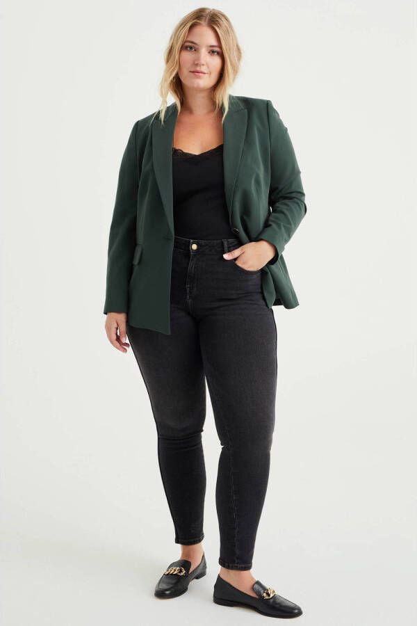 WE Fashion Curve singlet met kant zwart