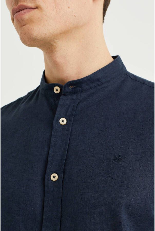 WE Fashion linnen casual overhemd donkerblauw - Foto 2