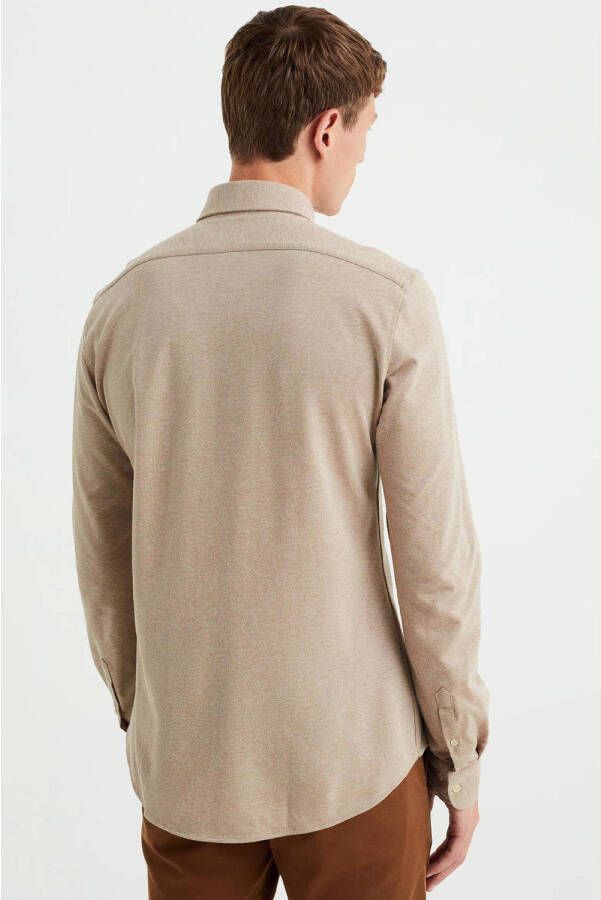 WE Fashion WE Fundamentals slim fit overhemd met stretch sesame
