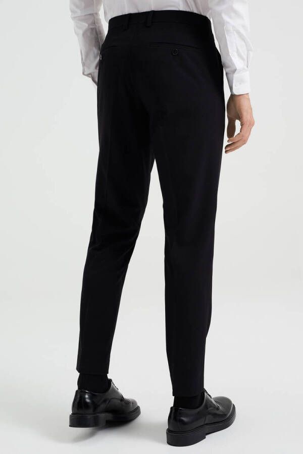WE Fashion slim fit pantalon van gerecycled polyester black uni