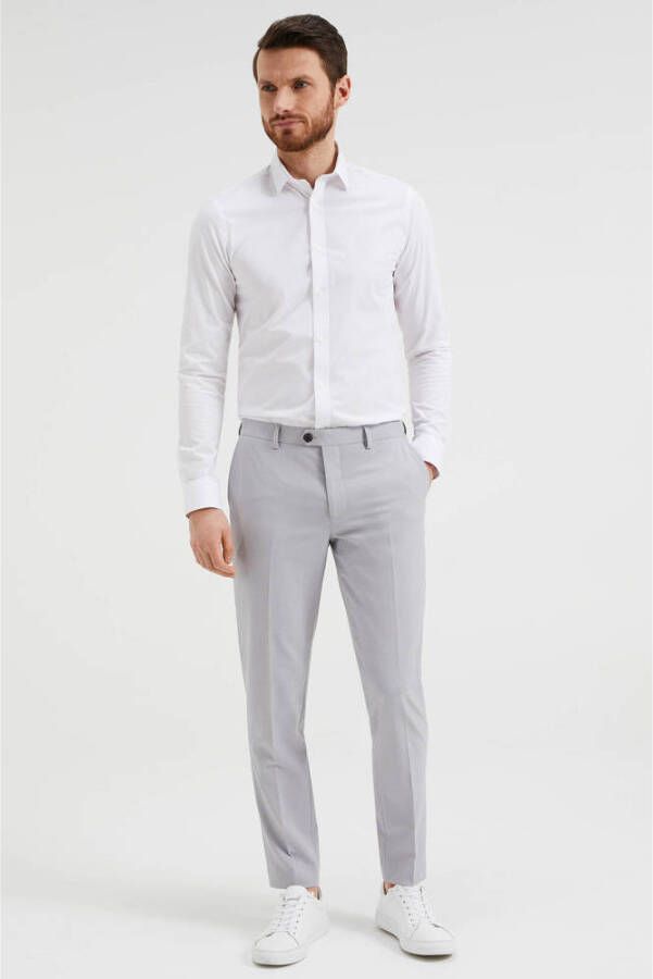 WE Fashion slim fit pantalon van gerecycled polyester light grey melange - Foto 2