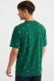 WE Fashion slim fit T-shirt met all over print evergreen - Thumbnail 2