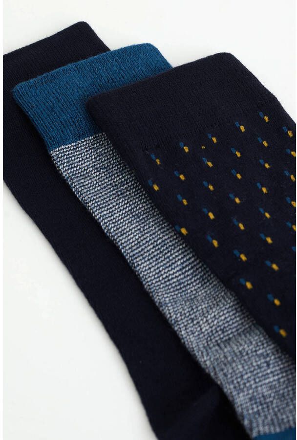 WE Fashion sokken donkerblauw set van 3
