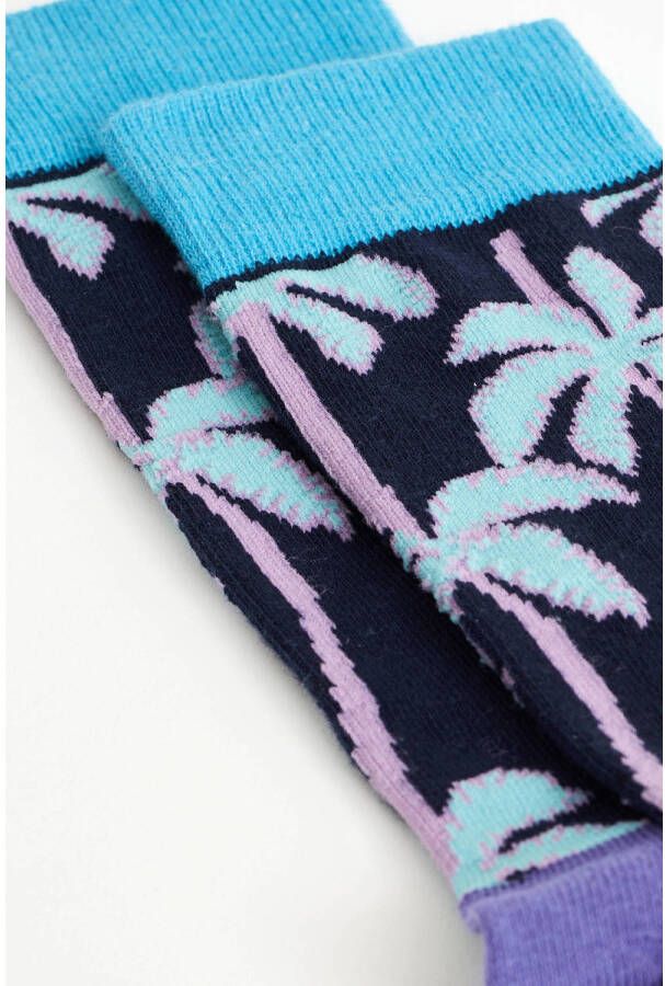 WE Fashion sokken met palmprint blauw