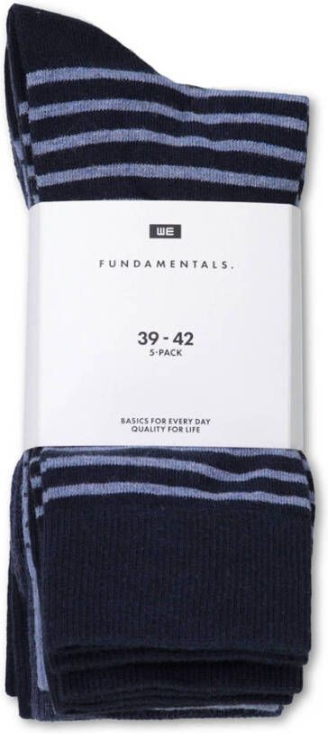 WE Fashion sokken set van 5 blauw