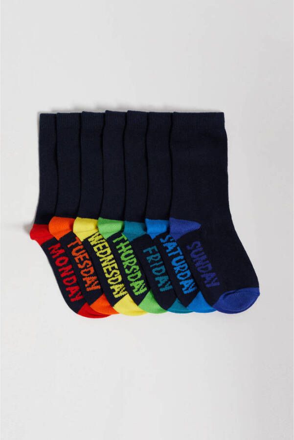 WE Fashion sokken set van 7 donkerblauw