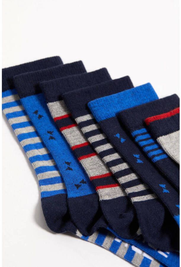 WE Fashion sokken set van 7 grijs blauw